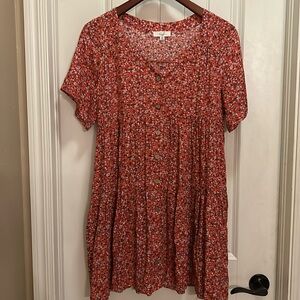 Easel small orange floral flowy dress
